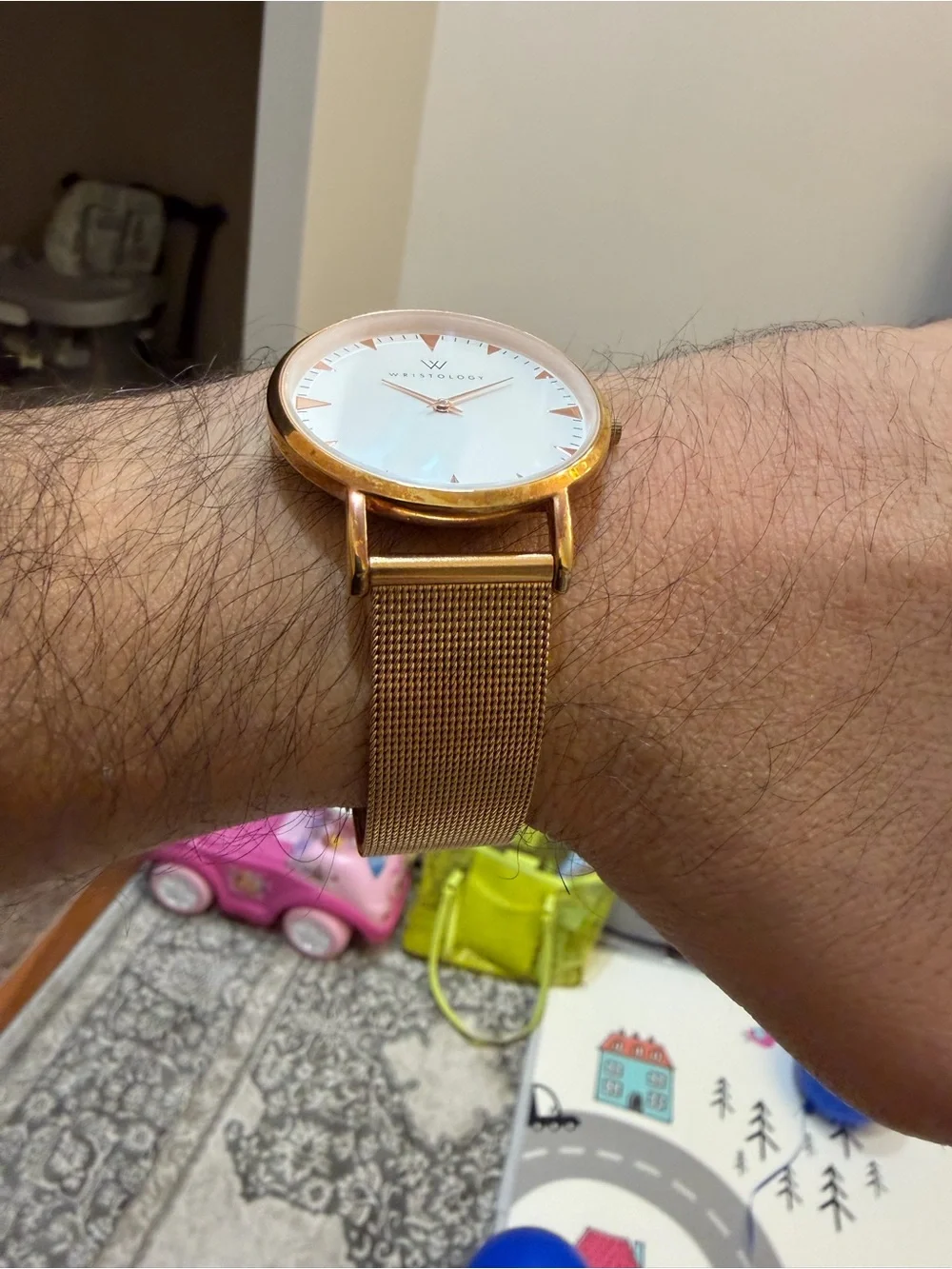 WRISTOLOGY Stella Unisex’s Rose Gold Mesh Watch 38mm White Dial Boyfriend Style